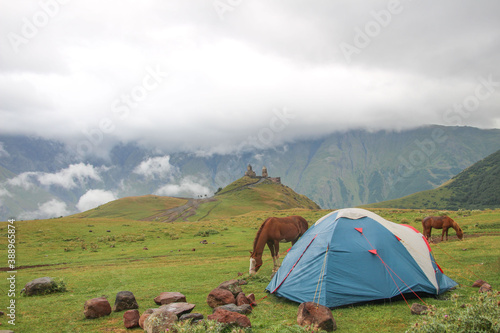 camping in the mountains