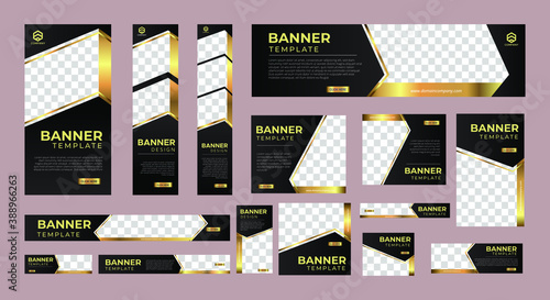 set of creative web banners of standard size with a place for photos. Vertical, horizontal and square template. vector illustration