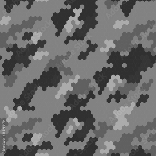 hexagonal camouflage military seamless pattern, army cloth texture background Vector 