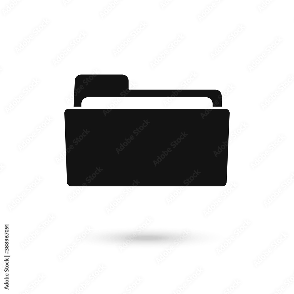 Black folder vector icon on white background. Flat vector black folder icon symbol sign Black folder vector icon on white background. Flat vector black folder icon symbol sign