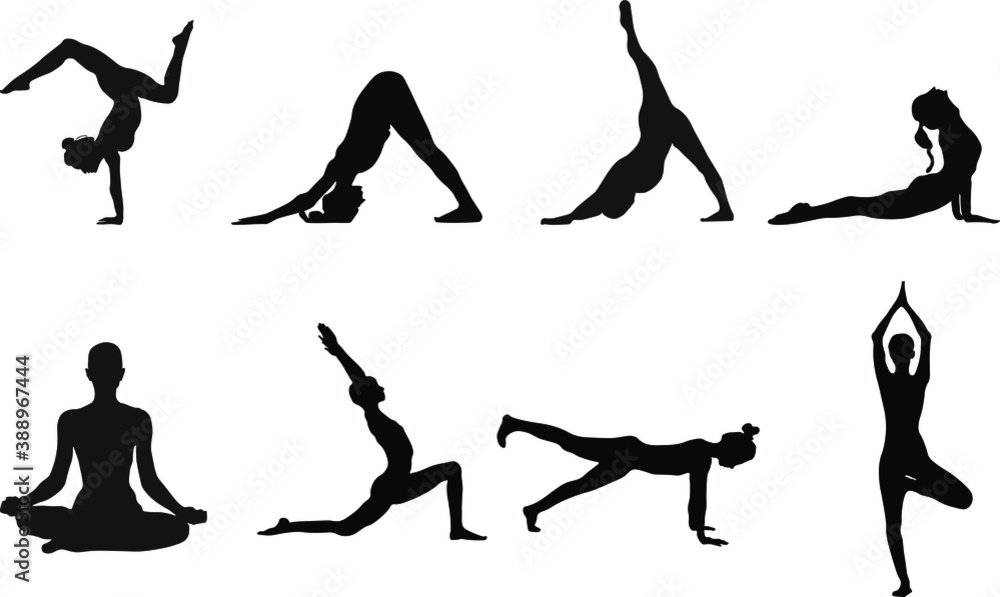 Women silhouettes. Collection of yoga poses. Women silhouettes. Collection of yoga poses.