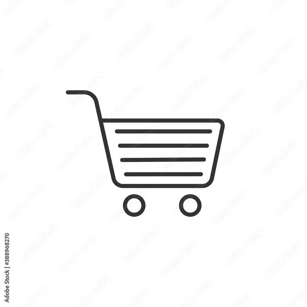 Shopping cart icon in flat style. Trolley. Vector black icon. Shopping cart icon in flat style. Trolley. Vector black icon.
