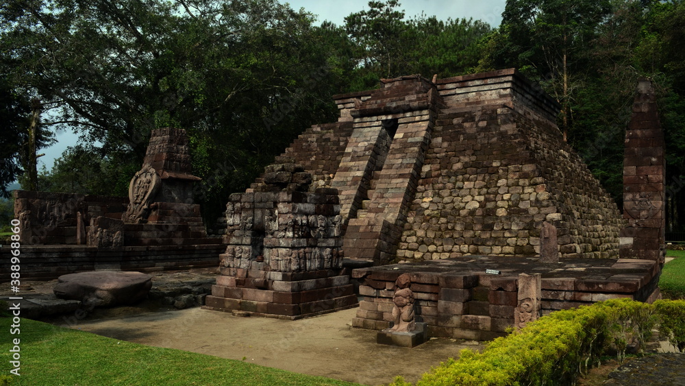 main building of the Sukuh temple on the western slope of Mount Lawu Indonesia. sukuh tample is hindu tample.