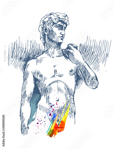 David. Naked male torso. The figure of a man