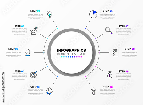 Infographic design template. Creative concept with 10 steps