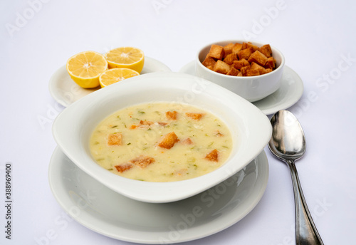 fish soup on isolated white background.
