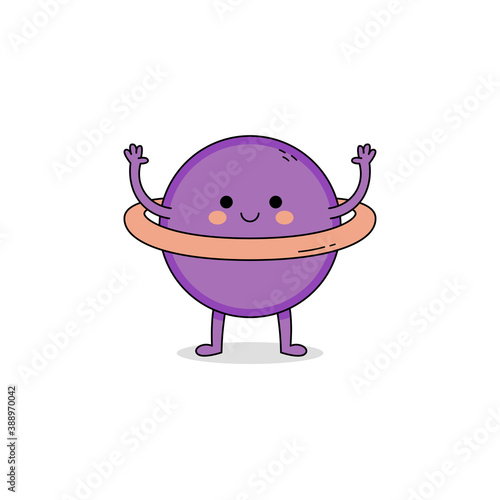 Cute planet with ring cartoon character