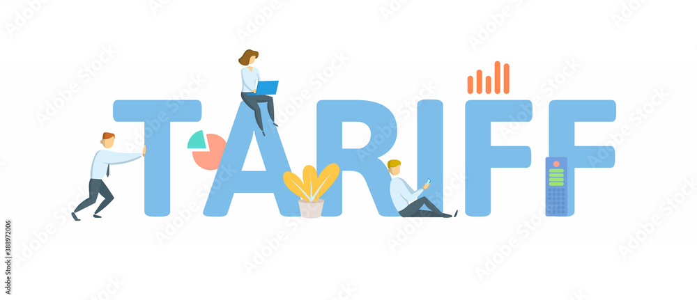 Tariff. Concept with keywords, people and icons. Flat vector illustration. Isolated on white background. Tariff. Concept with keywords, people and icons. Flat vector illustration. Isolated on white background.