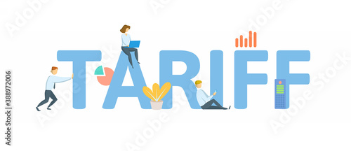 Tariff. Concept with keywords, people and icons. Flat vector illustration. Isolated on white background.