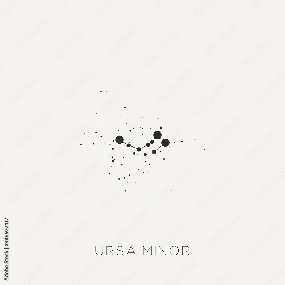 Fototapeta premium Star constellation zodiac Ursa Minor black white vector