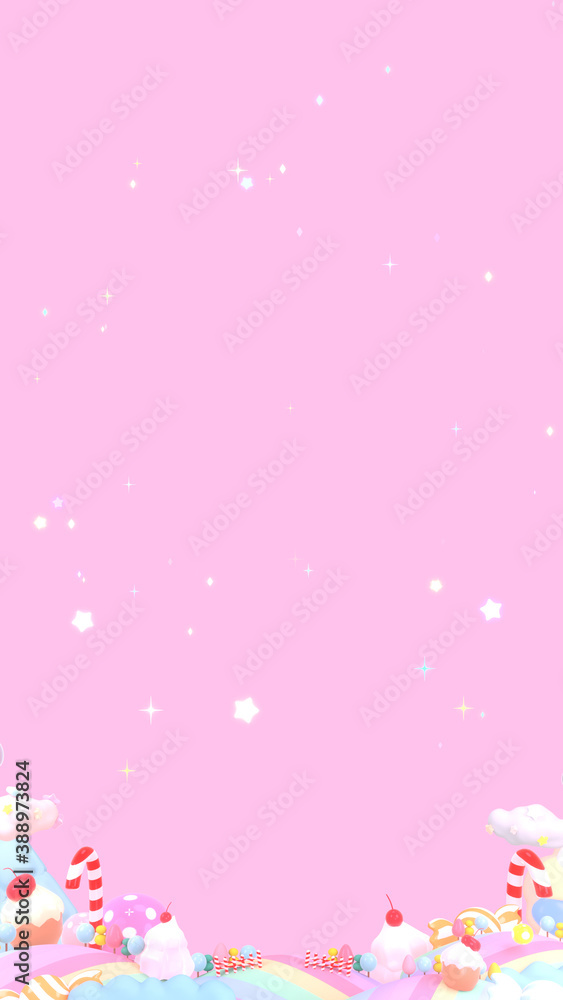 Sweet candy land. 3d rendering picture. (vertical) Sweet candy land. 3d rendering picture. (vertical)
