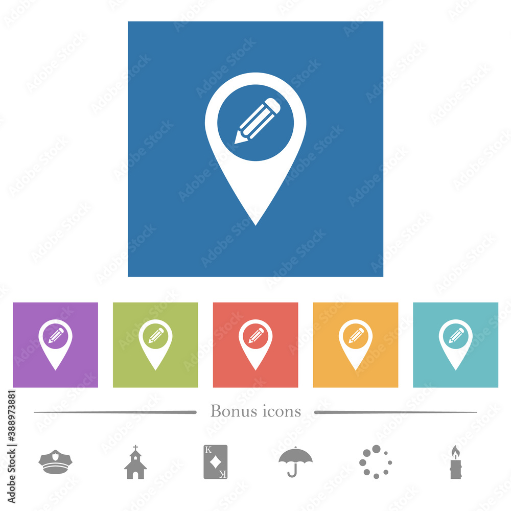 Edit GPS map location flat white icons in square backgrounds Edit GPS map location flat white icons in square backgrounds