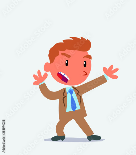 cartoon character of businessman arguing angry