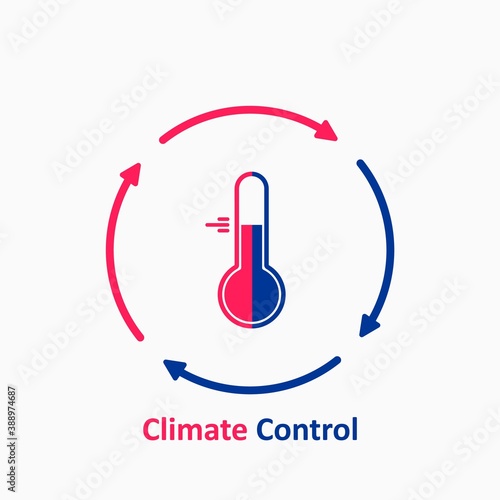 Cooling and heating system. Thermometer icon. Air conditioning service. Climate control icon. Vector