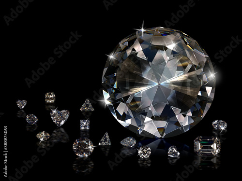 Dazzling diamond on black background