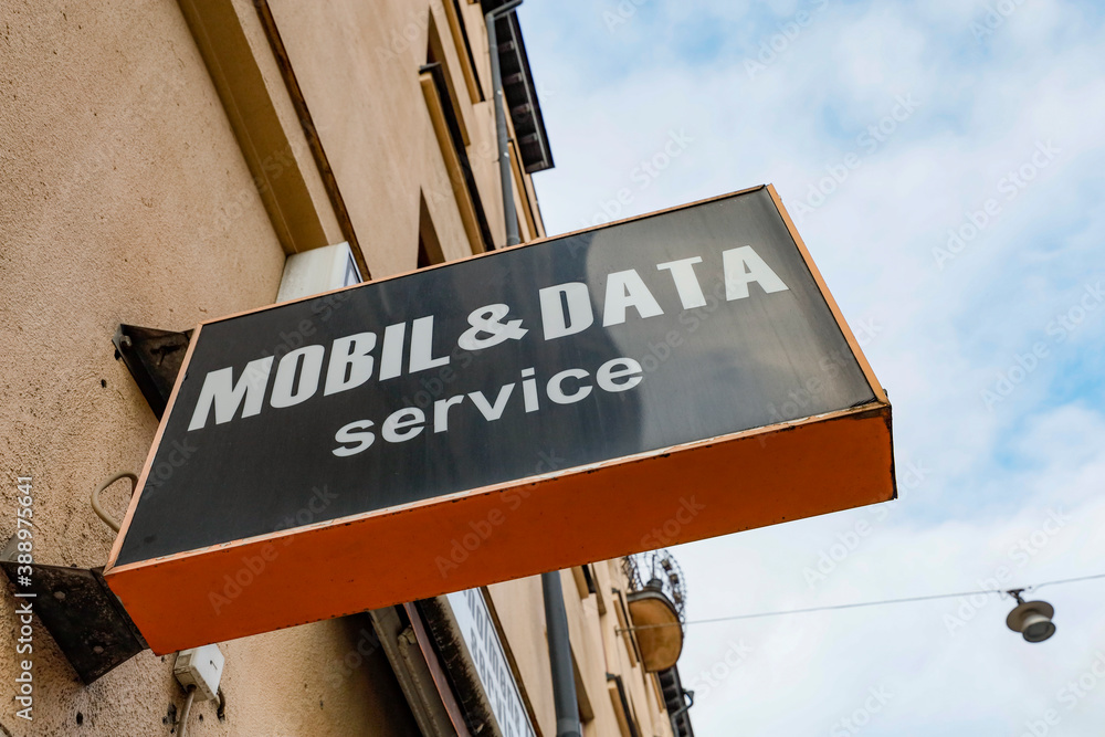 Obraz premium Stockholm, Sweden A sign for Mobil and data Service