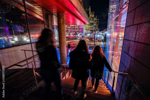 Photography Stockholm, Sweden Oct 30, 2020 Pedestrians walking at Sergels Torg in the center of town