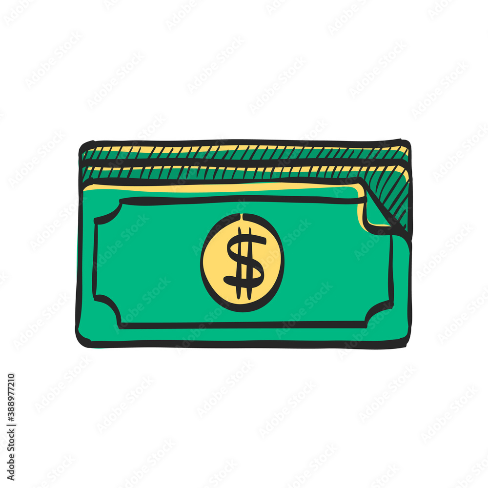 Money icon in color drawing. Finance wealth banking Money icon in color drawing. Finance wealth banking