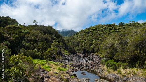 dry river in the mountains of Reunion Island