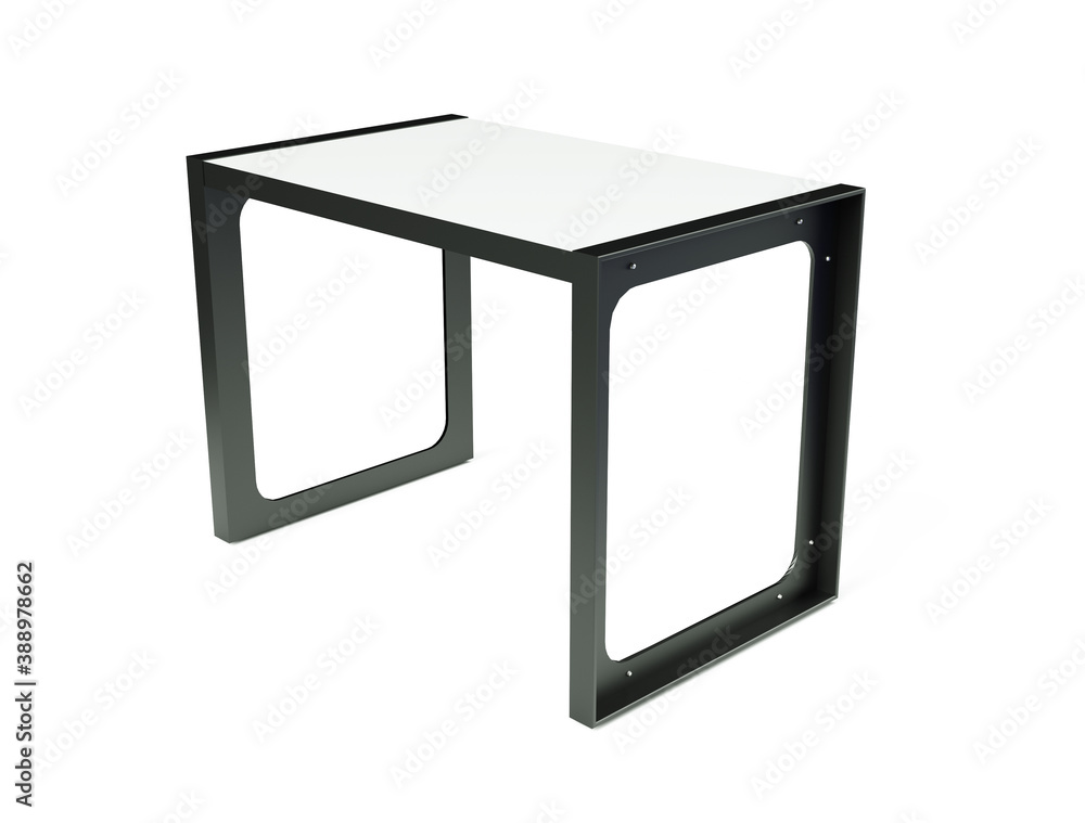 White modern table. 3d rendering isolated on white background White modern table. 3d rendering isolated on white background