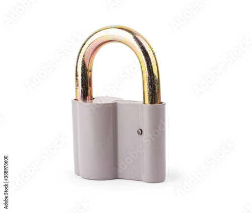 Locked Golden Padlock on the white background.