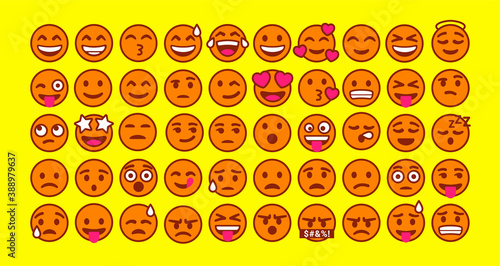 Fototapeta Naklejka Na Ścianę i Meble -  Collection of cute emoticons reaction for social media