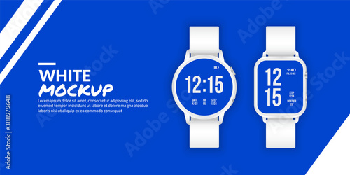 Modern smart watch mockup isolated with copy space at side