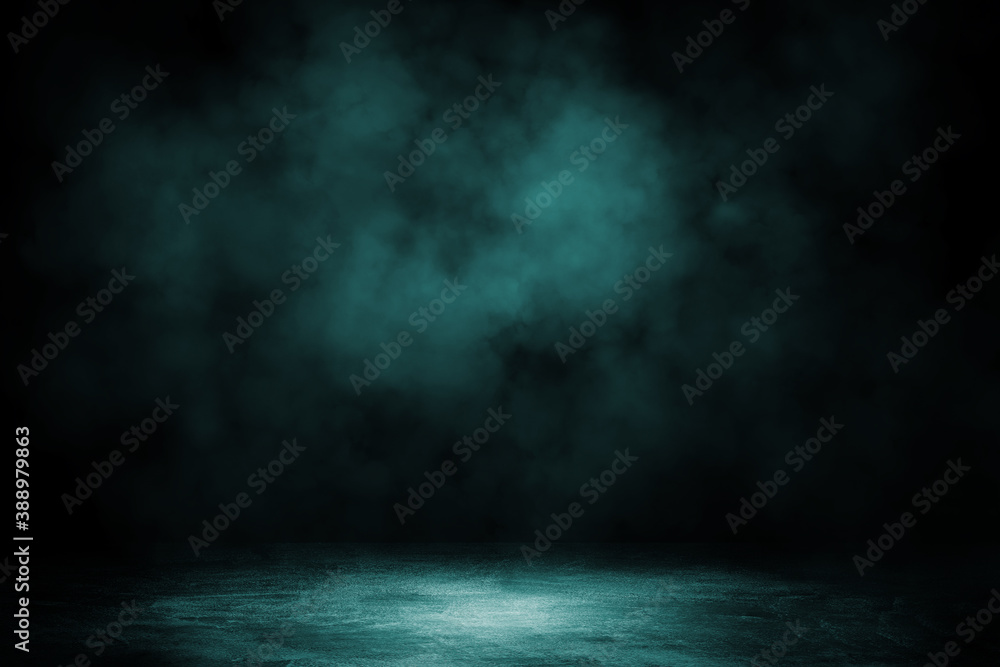 Abstract image empty space of Concrete floor grunge texture background with spotlight and fog or mist.
