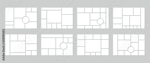 Photo collage template. Mood board. Vector illustration. Mosaic picture grid.