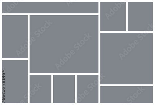 Photo collage template. Mood board. Vector illustration. Mosaic picture grid.