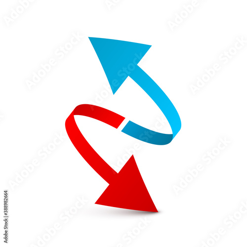 Arrows Vector Symbol - Up Blue and Down Red Arrow Icons Isolated - Democrat vs Republican Candidate Concept