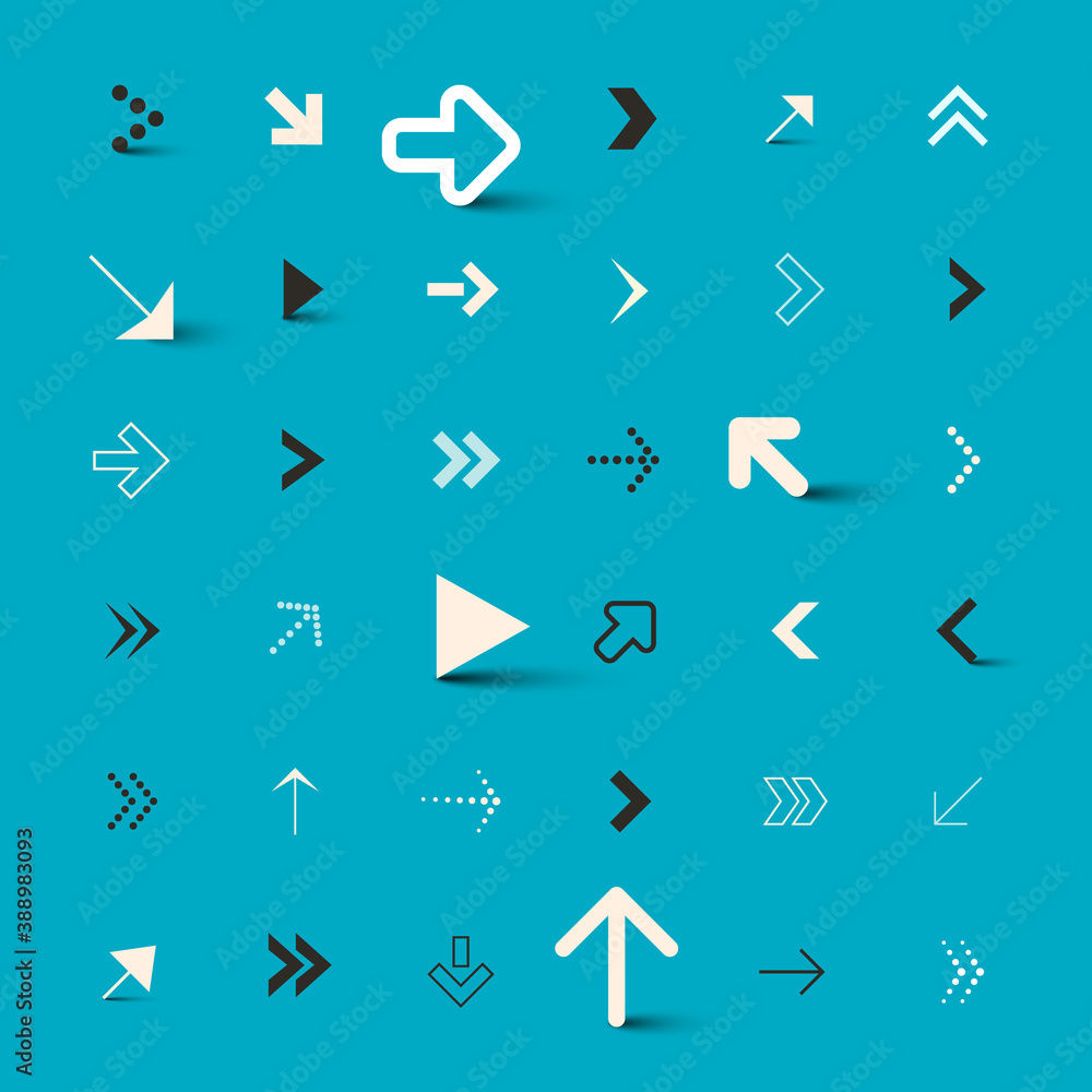 Arrows Collection on Blue Background - Vector Arrow Icons Set Arrows Collection on Blue Background - Vector Arrow Icons Set