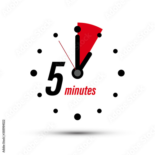 5 - Five Minutes Analogue Clock Symbol Isolated - Vector