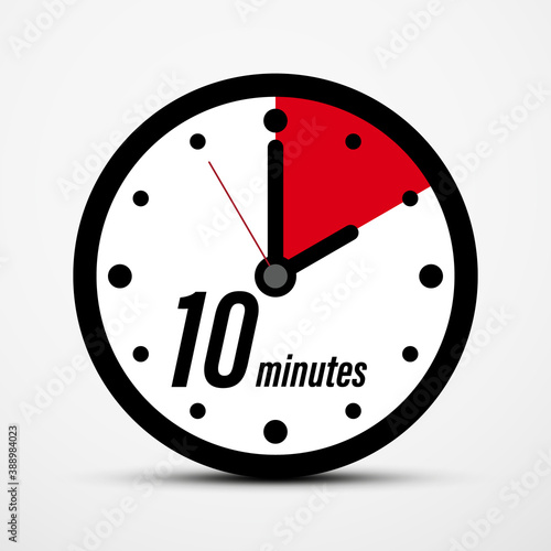 10 - Ten Minutes Clock Icon Isolated - Vector