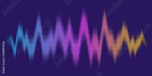 Abstract sound wave. Voice digital waveform, volume voice technology vibrant wave. Music sound energy vector background. Equalizer volume, waveform electronic light illustration