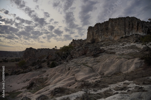 Sunset rain clouds in the rocky landscape in Phrygian Valley Park