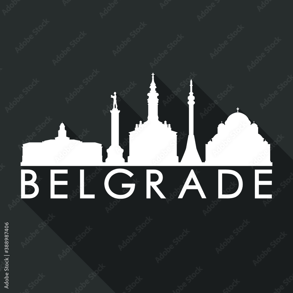 Belgrade Serbia Flat Icon Skyline. Silhouette Design City Vector Art. Famous Buildings Vector.