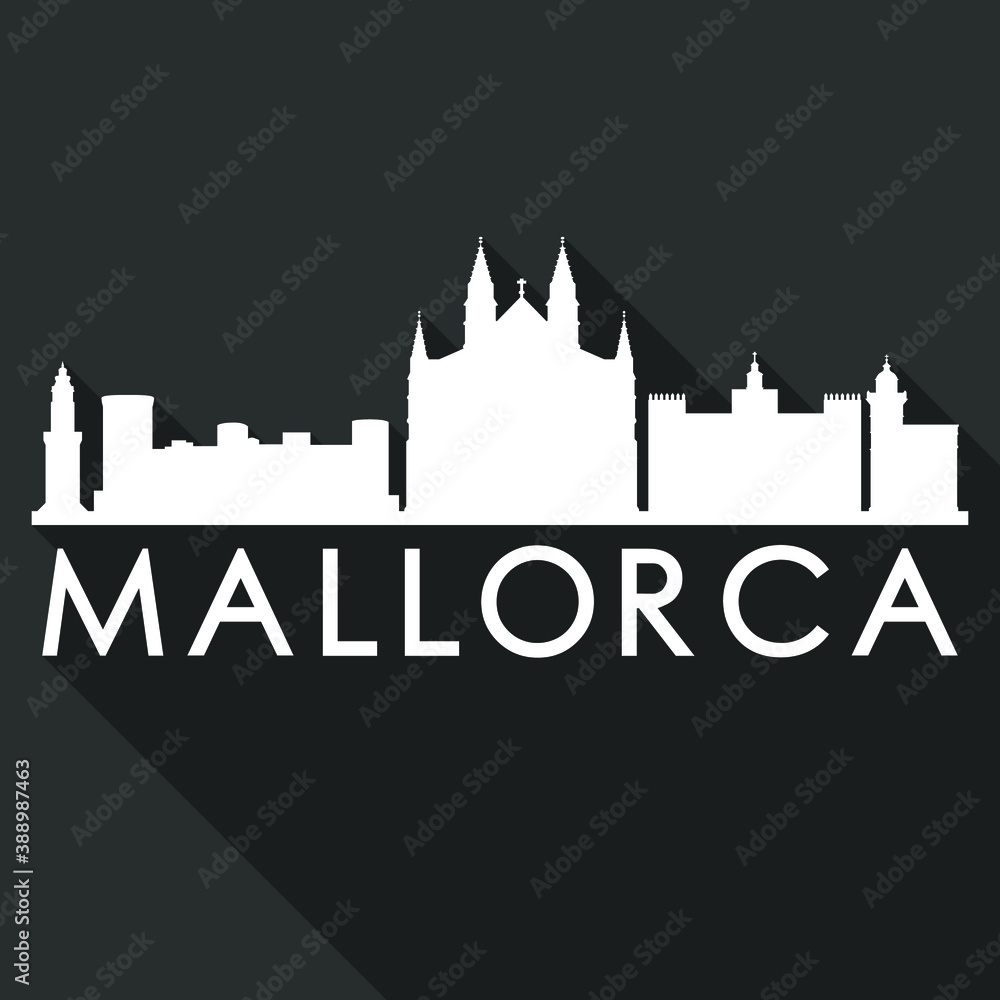 Mallorca Spain Flat Icon Skyline. Silhouette Design City Vector Art. Famous Buildings Vector.