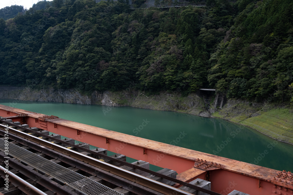 Naklejka premium railway bridge over the river