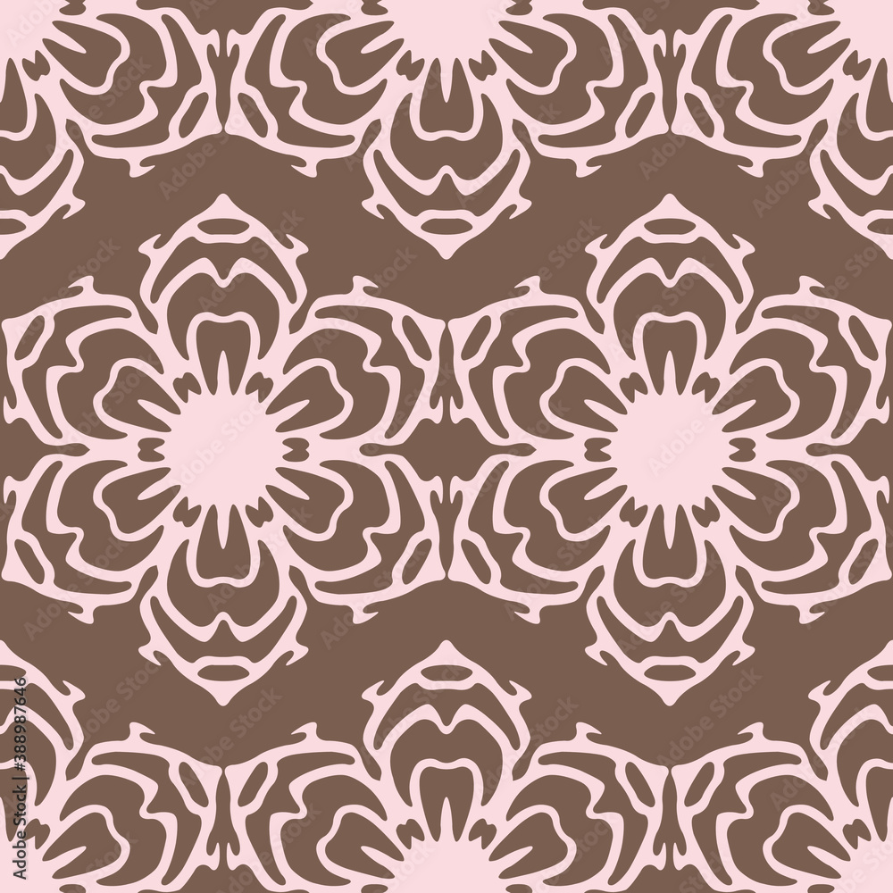 Fototapeta premium Abstract background similar to a flower or snowflake. Ornament suitable for textiles, fabrics, bedding. Seamless Vector Illustration