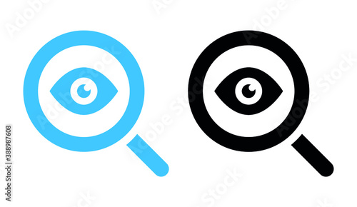 Appearance, view, find icon, Magnifier with eye icon, creative vision icon, investigate concept symbol with vision logo
