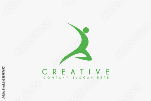Fitness and wellness vector logo design Body balance Vector Illustration