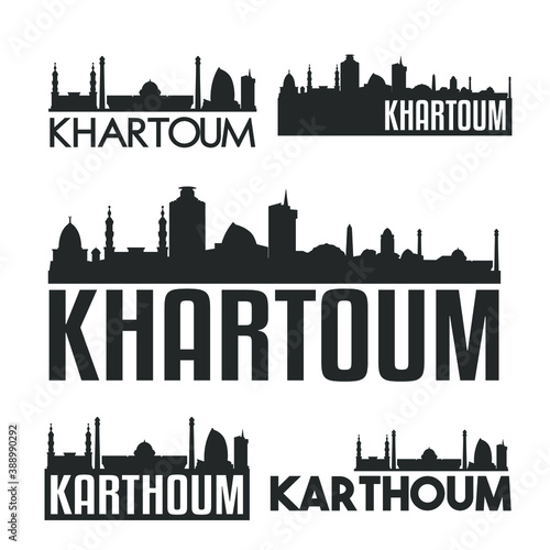 Khartoum Sudan Flat Icon Skyline Vector Silhouette Design Set Logos.