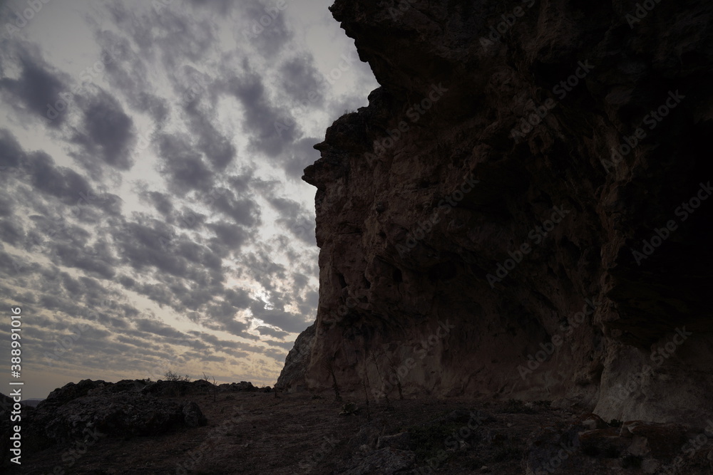 Sunset rain clouds in the rocky landscape in Phrygian Valley Park