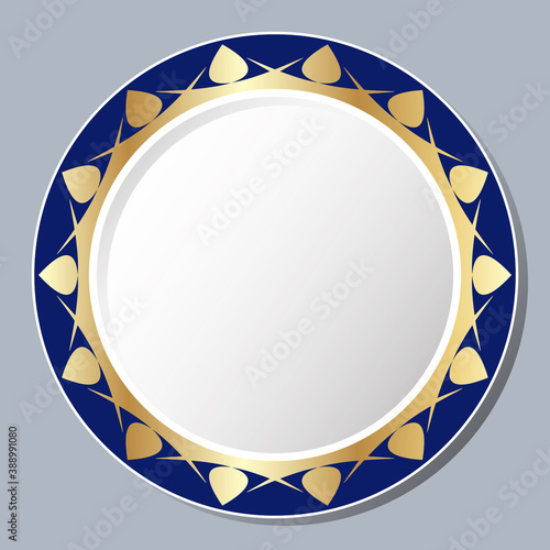 Decorative plate with abstract floral design. Round pattern composition.