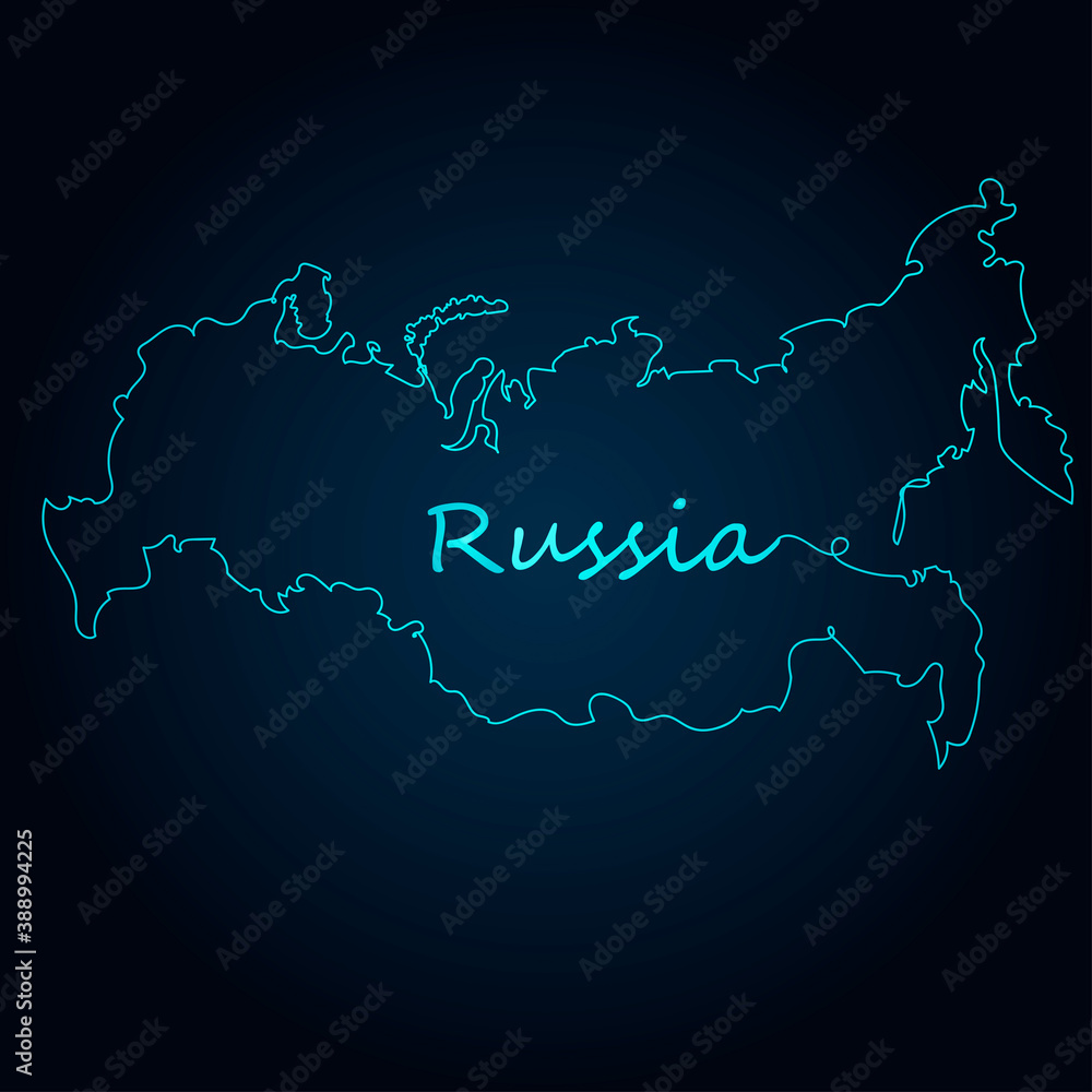Abstract map of Russia - one line drawing. Vector illustration continuous line drawing.