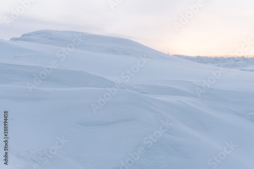 snowdrift in the far North on a frosty day