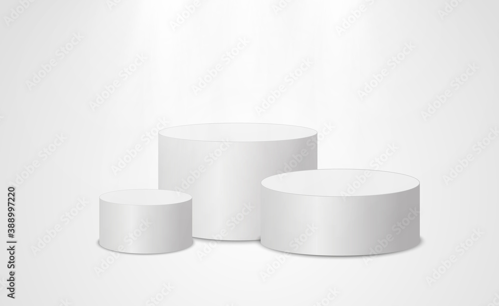 White podium or platform with spotlights. A pedestal for rewarding the winners.
White podium or platform with spotlights. A pedestal for rewarding the winners.