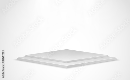 White podium or platform with spotlights. A pedestal for rewarding the winners.	
