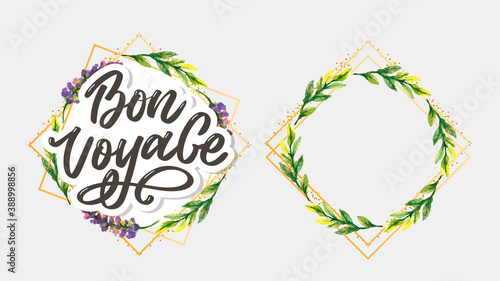 Bon Voyage Hand Lettering Vector Calligraphy Travel